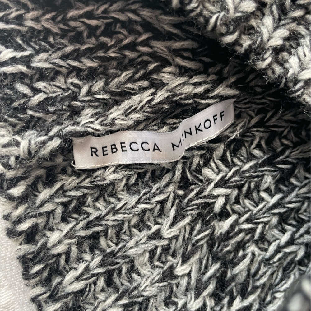 Rebecca Minkoff Marled Beanie & Hand/Arm Warmer Set Black/White Acrylic Knit - Picture 10 of 11